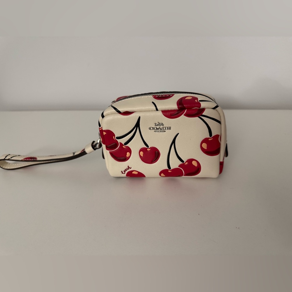 Coach cherry print boxy pouch